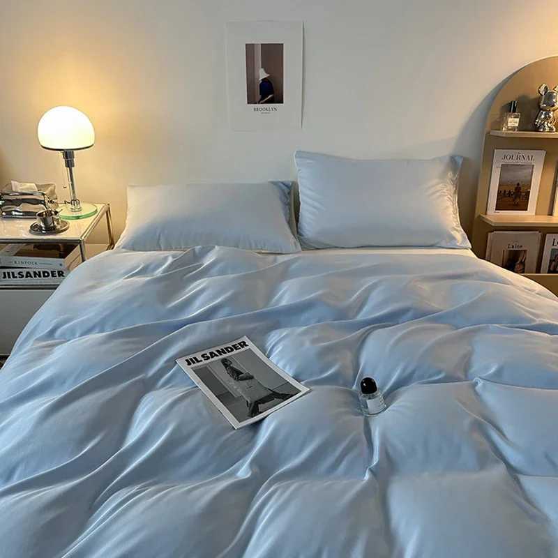 Summer 2025 Solid Color Cool Bed Sheet Set Ab Double-Sided Skin Friendly Nude Sleeping Bed 4-Piece Set 15/18/20M Bedding D260317