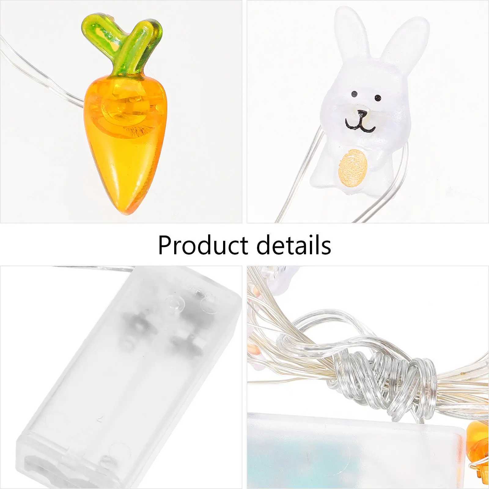 1Set Easter String Lamps Rabbit Shaped Carrot Theme LED Light String Exquisite Festive Decoration for Indoor Outdoor Easter H260316