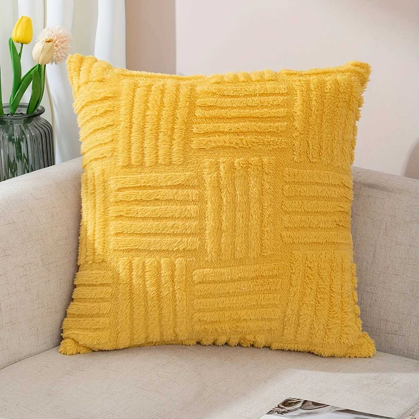 1pc Snowflake Velvet Decor Throw Pillowcase Home Decor Room Boho Cushion Cover Yellow Throw Pillow Cover for Sofa Living Room D260317