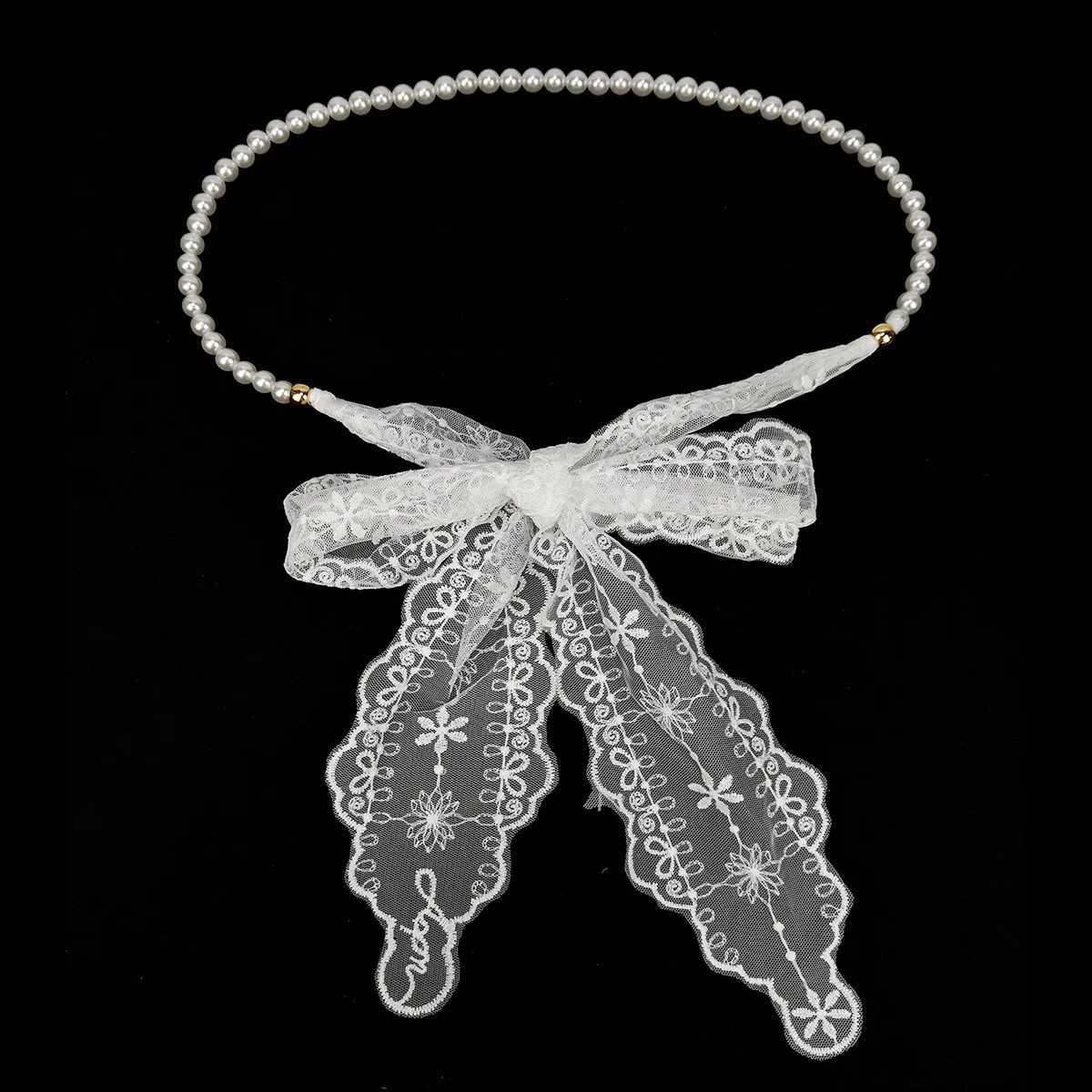 New French sexy lace lace-up chain belt fashionable hair accessory strappy bag knot tassel decoration pearl waist chain women H260316 - view 6