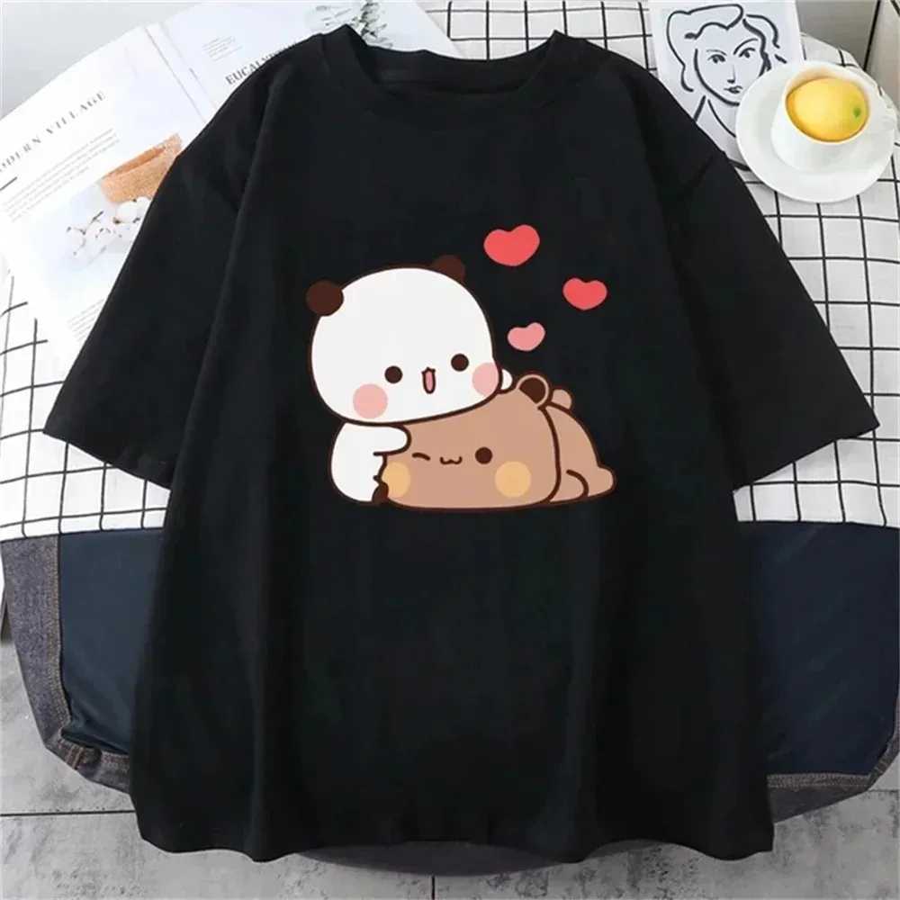 Cute Bear LOVE T Shirt Women Bubu Dudu Couple Tops Tee Summer Short Sleeve Tshirts Female Korean Casual T-shirt Camisetas M260317