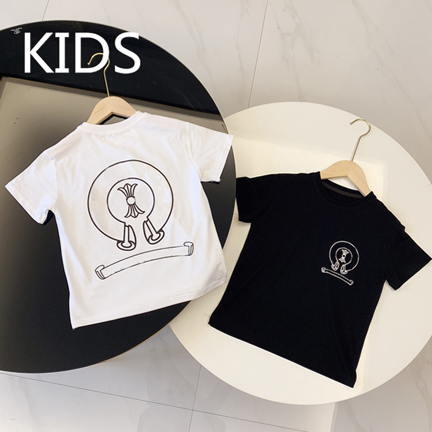 kids designer clothes chrome shirt Luxury sanskrit cross Letter T-Shirt ch Shirts children Casual Crew Neck Tees Summer Cotton Short Sleeve Tops USA Fashion Clothes X