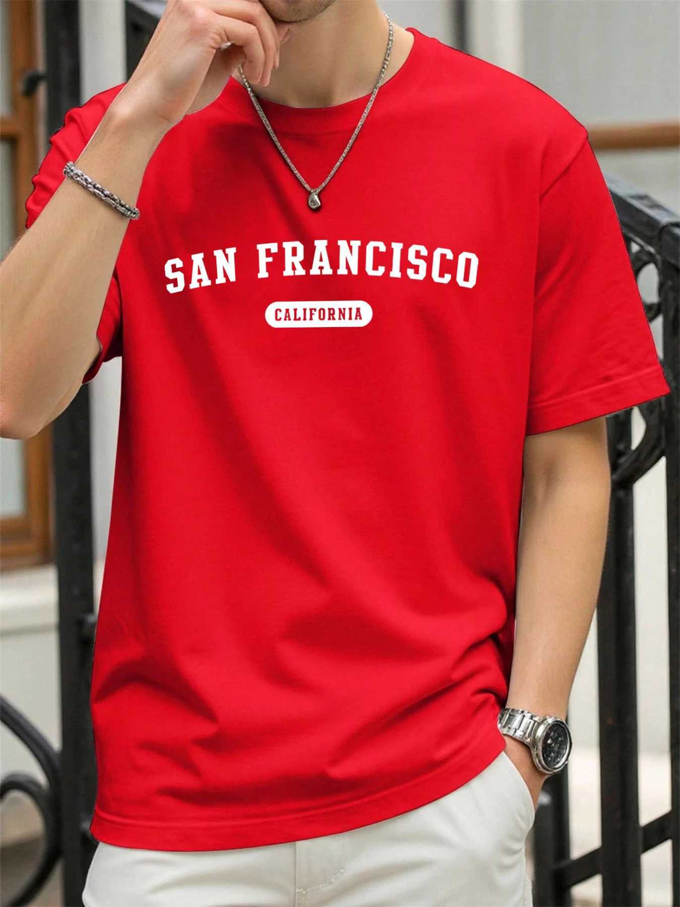 California San Francisco Print Fashion T-Shirt Male Summer Classic Clothing Street Basics O-Neck T Shirt Cotton Breathable Tops M260317