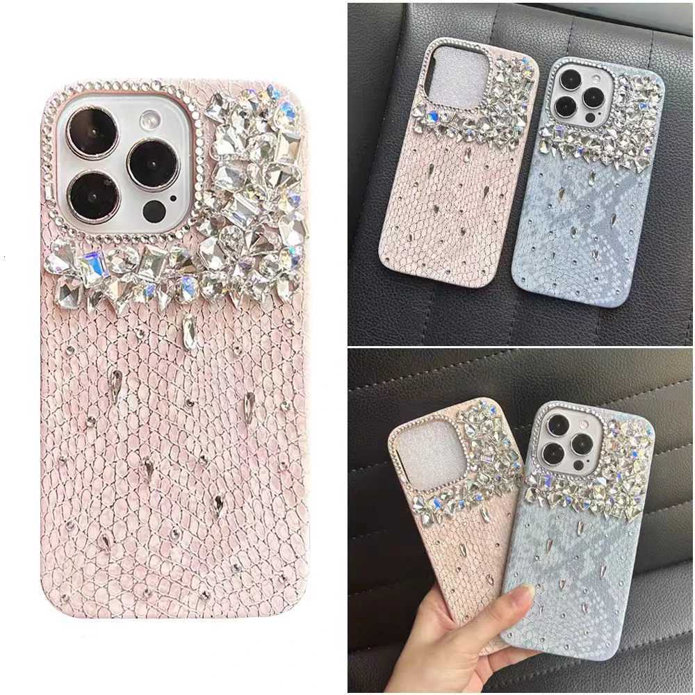 Luxury Glitter Snake Leather Diamond Crystal Phone Case Cover For iPhone 17 16 15 13 14 11 12 Pro Plus Max C260314