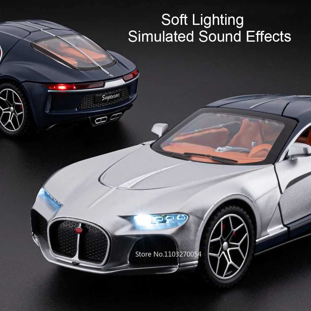 132 Atlantic Tourbillon Car Model Alloy Diecast Toys Doors Opened Sound Light Pull Back Miniature Models Office Table Ornaments D260317