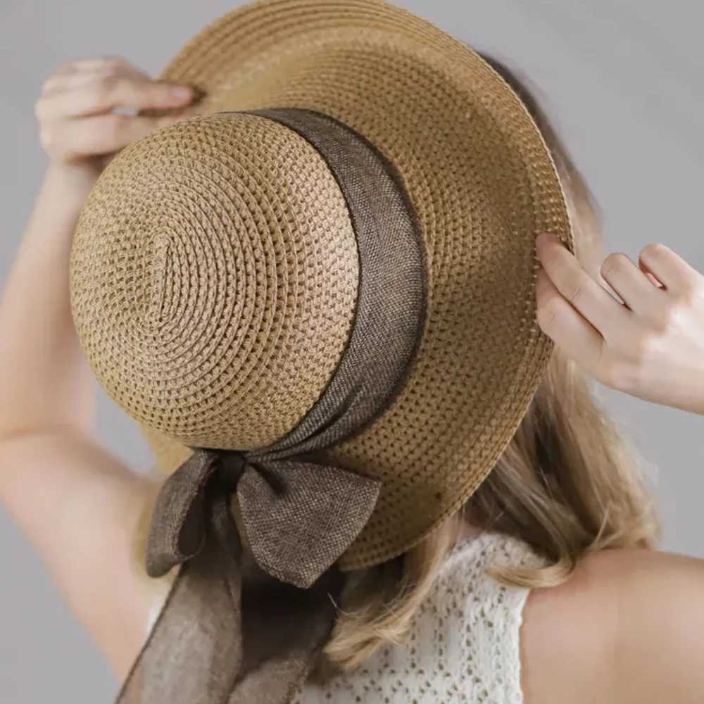 Ladies Butterfly Woven Straw Sunshade Hat Breathable Foldable Beach Vacation Outdoor Sun Protection Hat H260317 - view 3