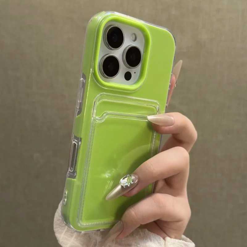 Luxury Clear Card Slot Holder Phone Case for iPhone 16 15 14 11 13 12 Pro Max Wallet 2 in1 Soft Protector Shockproof Candy Cover C260314