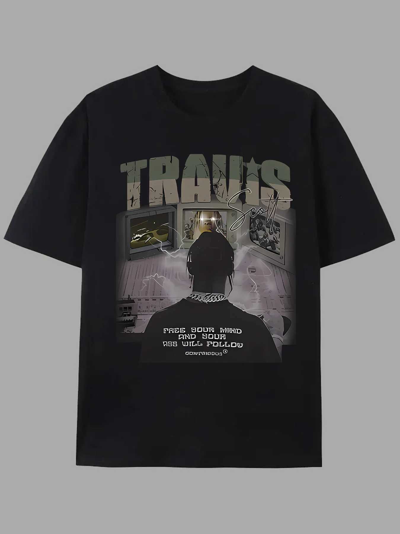 Summer American Streetwear Graffiti Men T-shirt High Street Trendy Style Couple Version 100 Pure Cotton Soft Material M260317