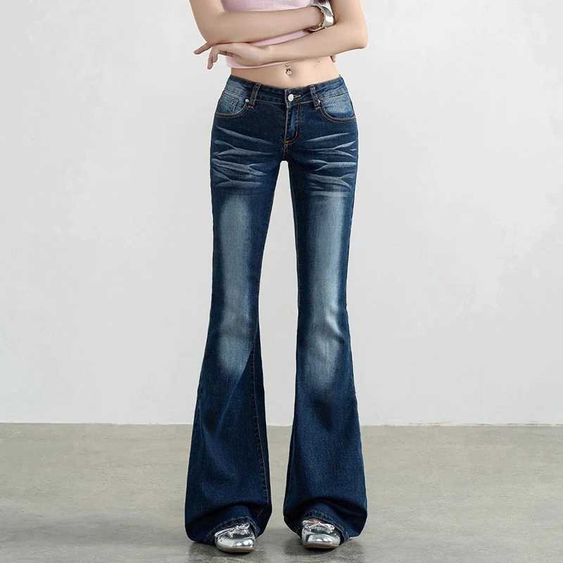 2025 s Low Waist Flared Jeans Women Designer Fashion Stretch Pants Lady Classic Korean Thin Denim Trousers M260317
