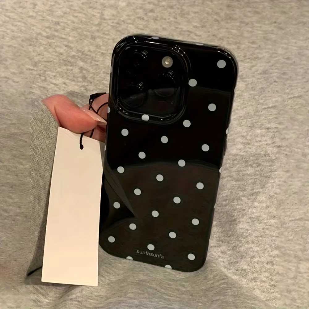 Minimalist Black White Polka Dot Phone Case For iPhone 17 Air 16 Pro Max 15 14 Plus 13 12 Mini 11 Shockproof Silicone Back Cover C260314