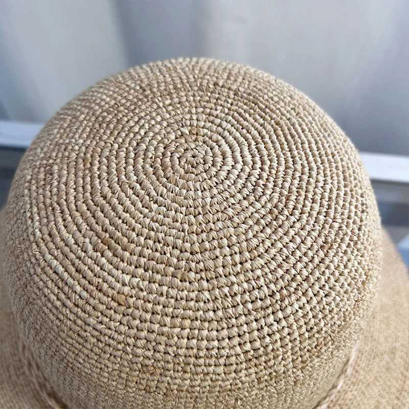 Handmade Raffia Shade Womans Sun Hat Large Brim Foldable Straw Hat Summer Outing Seaside Beach H260317 - view 7