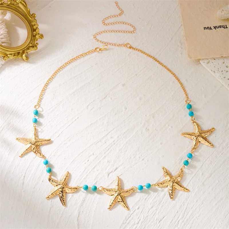 Bohemia Vacation Metal Starfish Turquoise Waist Chain for Women Summer Beach Bikini Belly Belt Party Body Jewelry Accessories H260316 - view 4