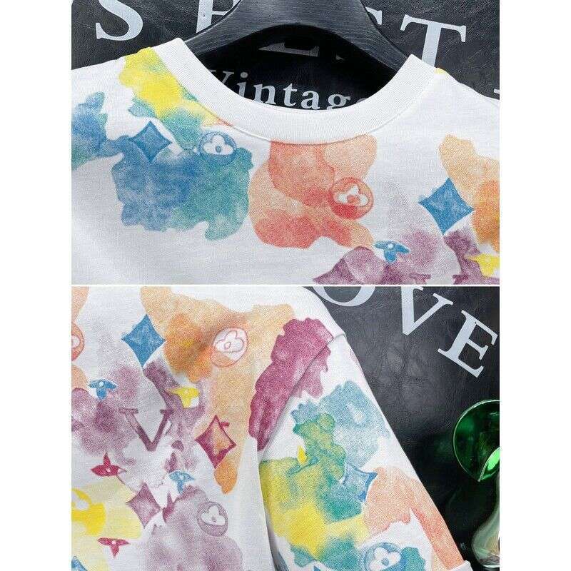 European Style Printed Fashion Round Neck Short-Sleeve T-Shirt For Men Trendy Brand Unique Design Summer New Model Men's Loose Fit Half-Sleeve Lu