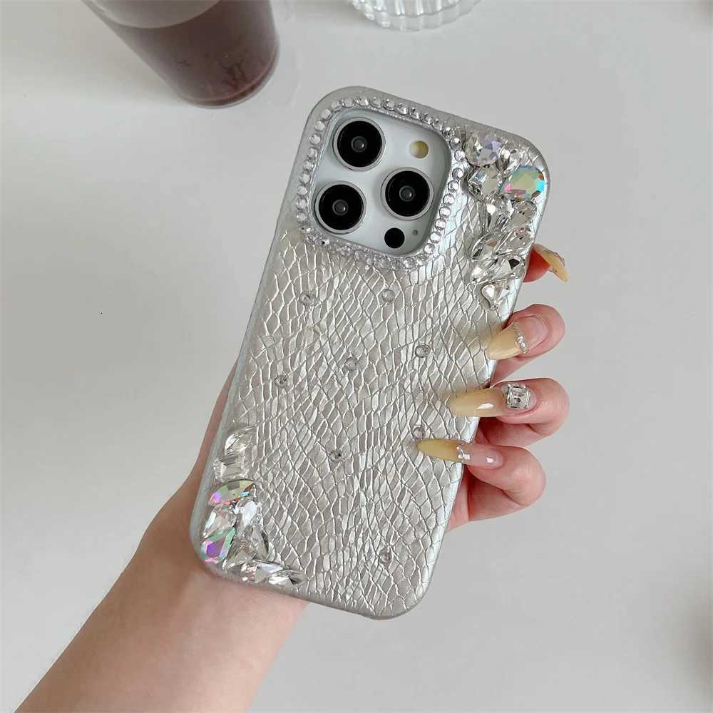 Luxury Flash drill Gem leather stylish phone case for iPhone 13 14 15 16 17 Pro Max 15 plus 17 Air cover Korean INS cute Fundas C260314