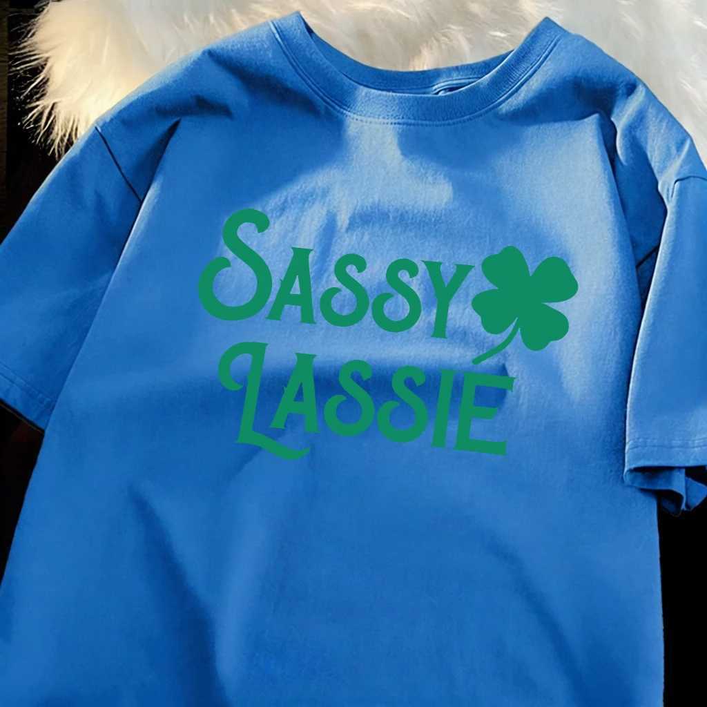 Sassy Lassie Pattern Men Simple Daily T-Shirt Summer Loose Short Sleeve O-Neck Cotton Clothes Hip Hop Casual Top All-Match Tee M260317