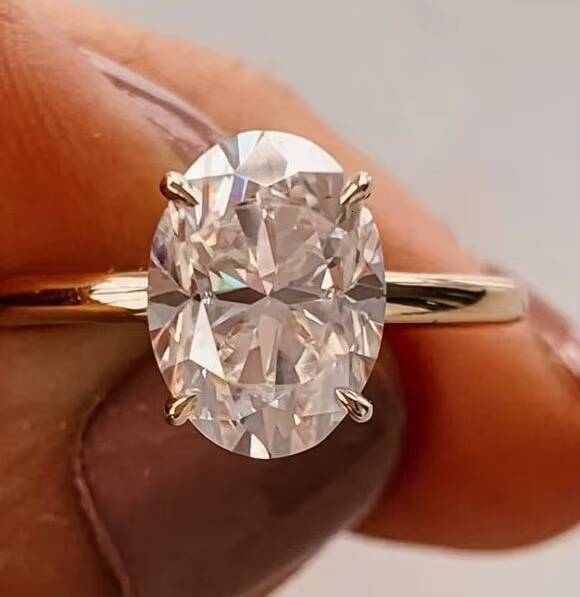 Lab Grown Created Diamond Classic High Quality IGI Certified Engagement Ring 14k 18k Solid Gold White Gold Oval Jewelry Women