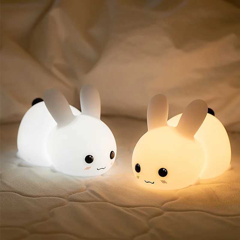 1pc Cute rabbit nightlight remote control dimmable rechargeable silicone rabbit light childrens baby toy gift touch sensor H260316