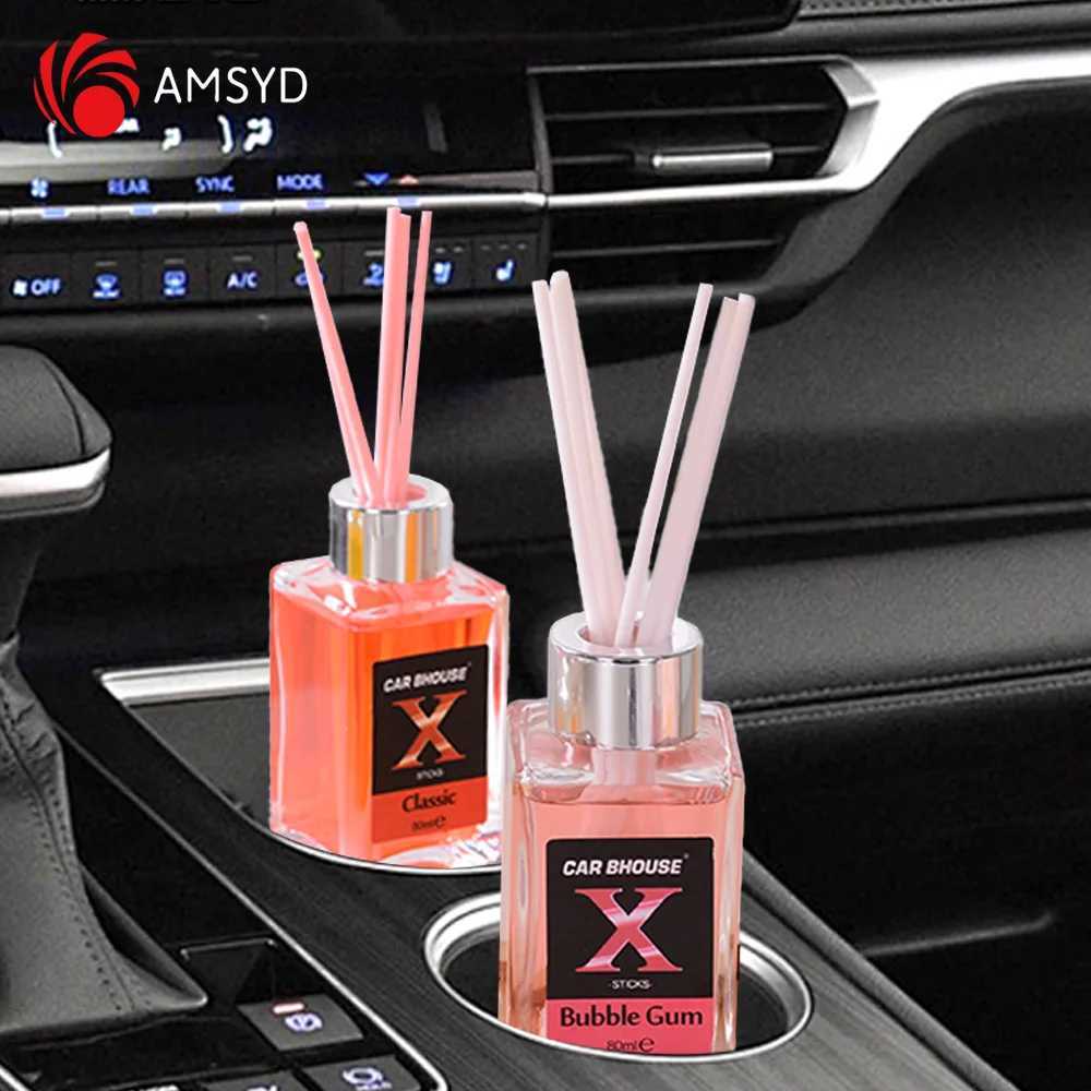 80ML Car Aromatherapy Interior Durable Freshener Perfume Essential Oil Fragrance Deodorant Rattan Car Accessories D260317