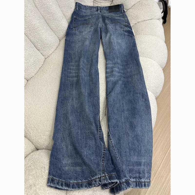 Female Solid Casual Baggy Jeans s Retro Fashion High Waist Denim Trousers Lady Designer Comfortable Wide Leg Pants M260317