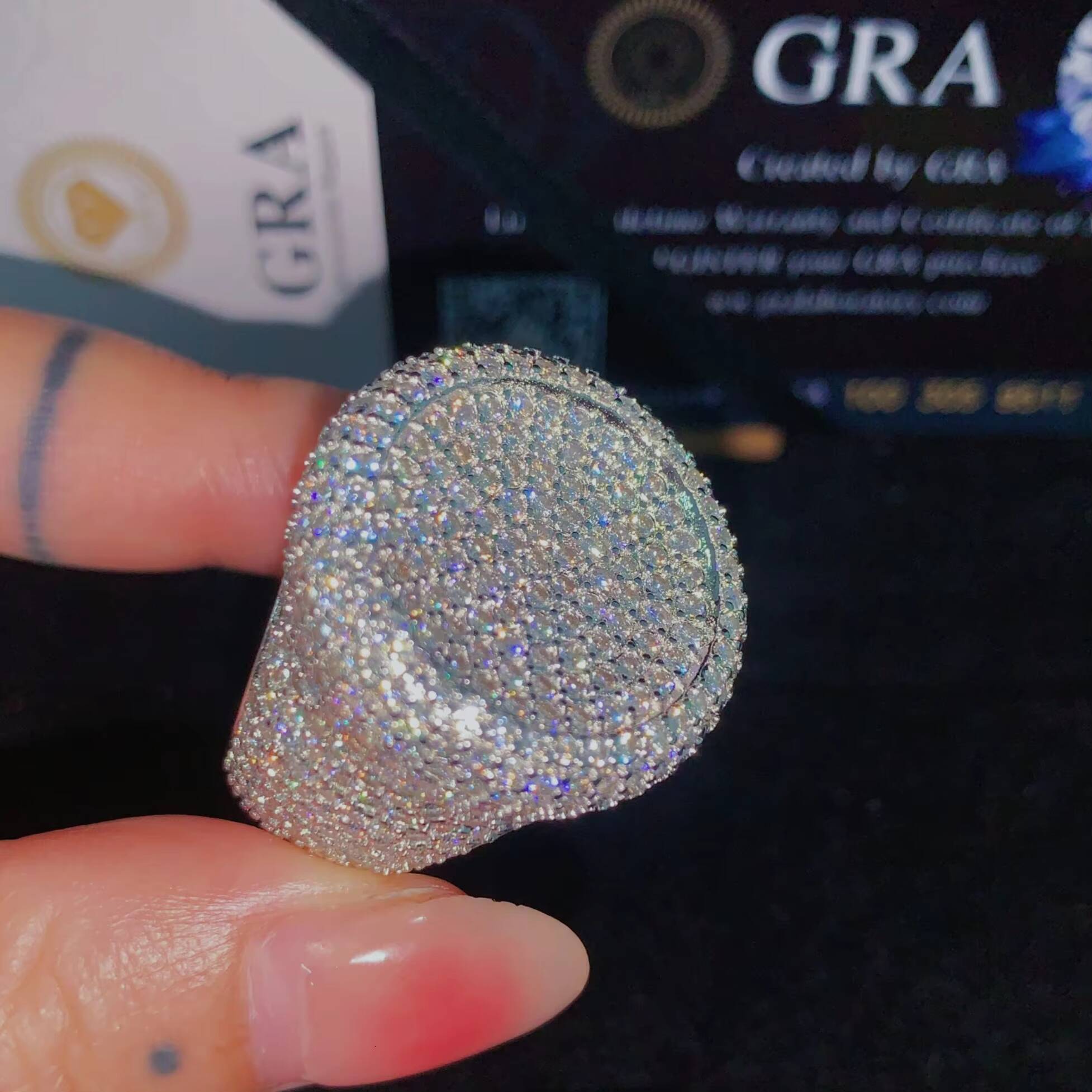 Full Iced Out Bubble Edge Championship Ring GRA 925 Solid Silver Moissanite Ring Iced Out Ring Men Diamond Ring Circle Ring