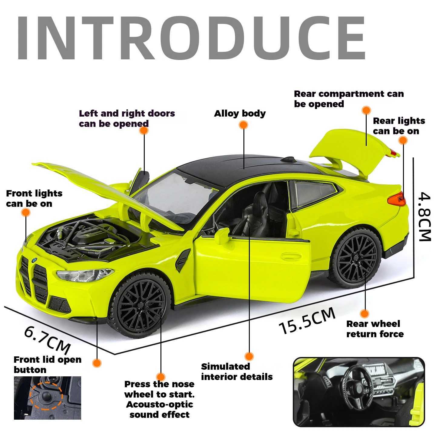 132 BMW M4 Coupe Sports Car Alloy Metal Diecast Model Car Home Trendy Toys Ornaments For Children Holiday Gifts With Friend Boy D260317