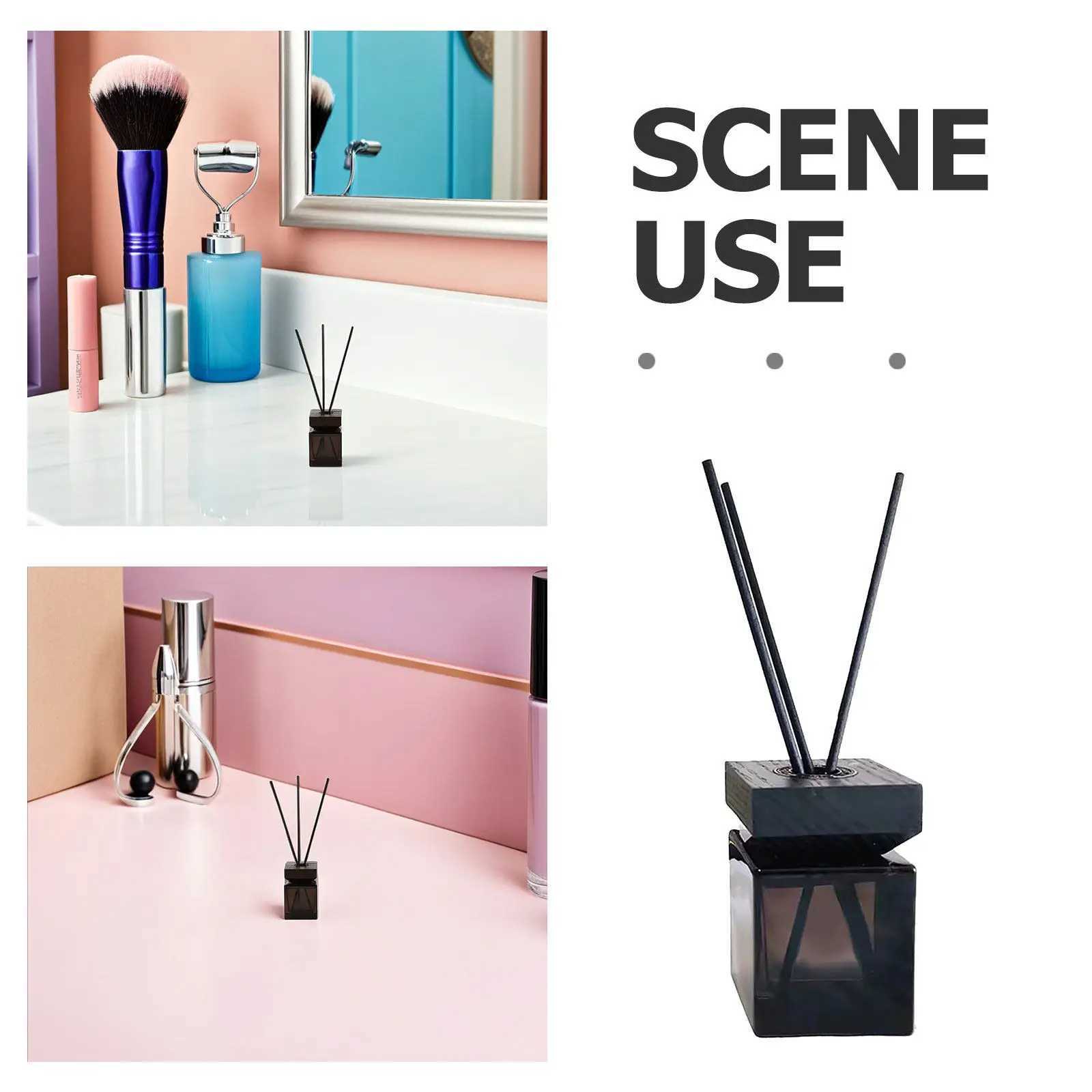 1Set Refillable Aroma Diffuser Jar Rattan Aroma Diffuser Bottle Wooden Lid Glass Aromatherapy Bottle Set No Fire Fragrance Home D260317