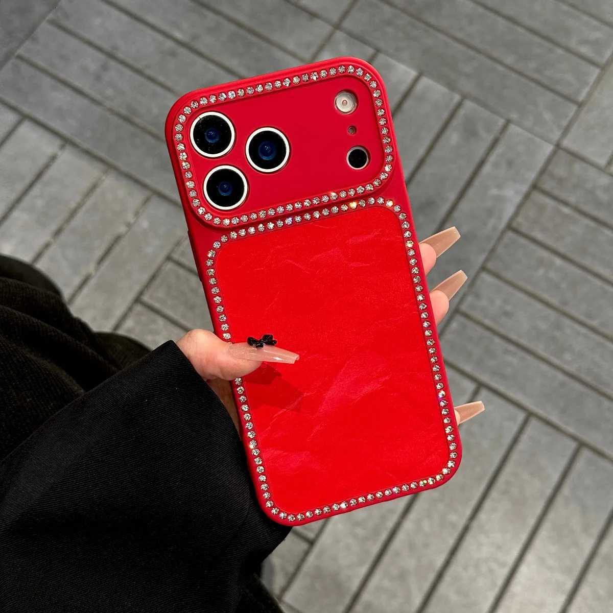 Luxury Shiny Diamond Snow Mountain Velvet Phone Case For iPhone 17 16 15 14 13 Pro Max Acrylic Large Window Shockproof Cover C260314