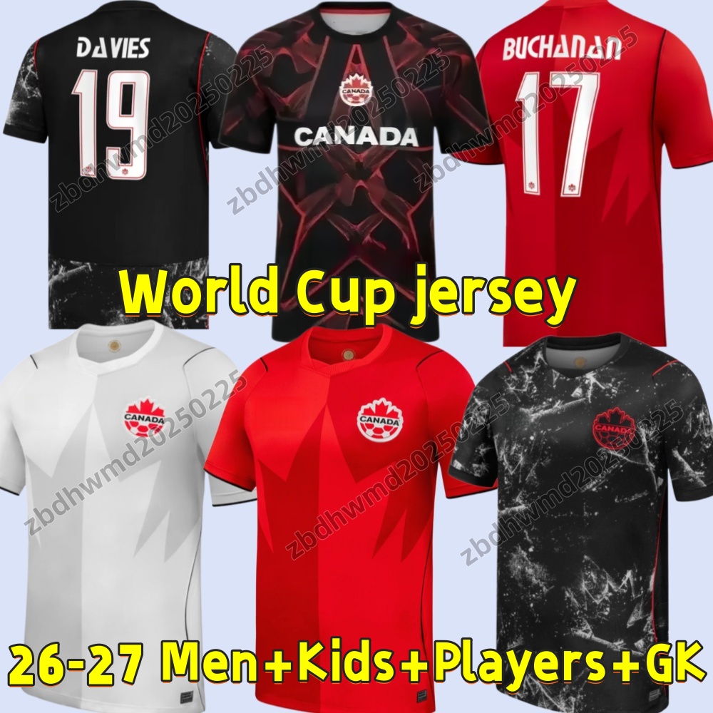 Canada soccer jersey 2026 World Cup Home 26 27 football shirt men kids DAVIES DAVID EUSTAQUIO LARIN LARYEA BUCHANAN jerseys kit sets third black
