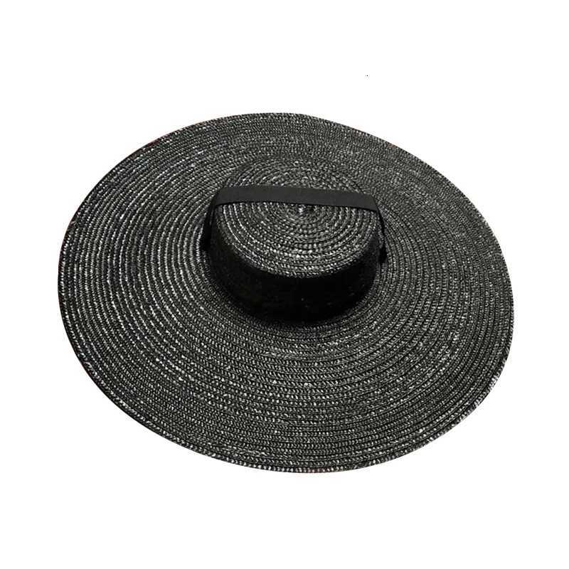 Large Wide Brim Flat Top Sun Straw Hat Fashionable Summer With Long Ribbon Hats For Women Holiday Vintage Beach Visor Cap Retro H260317 - view 4