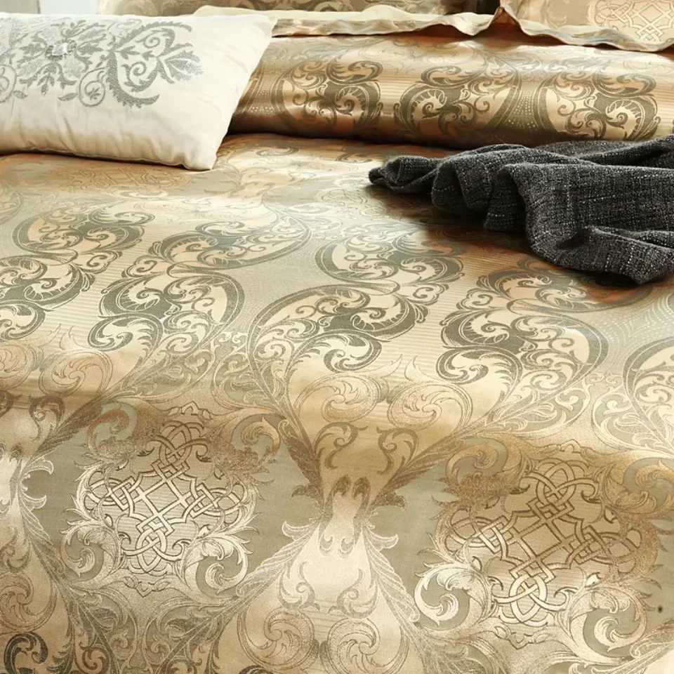 High End Jacquard King Size Bedding Set Luxury European Wedding Bedding Sets Queen American Satin Double Duvet Cover Set 220x240 D260317