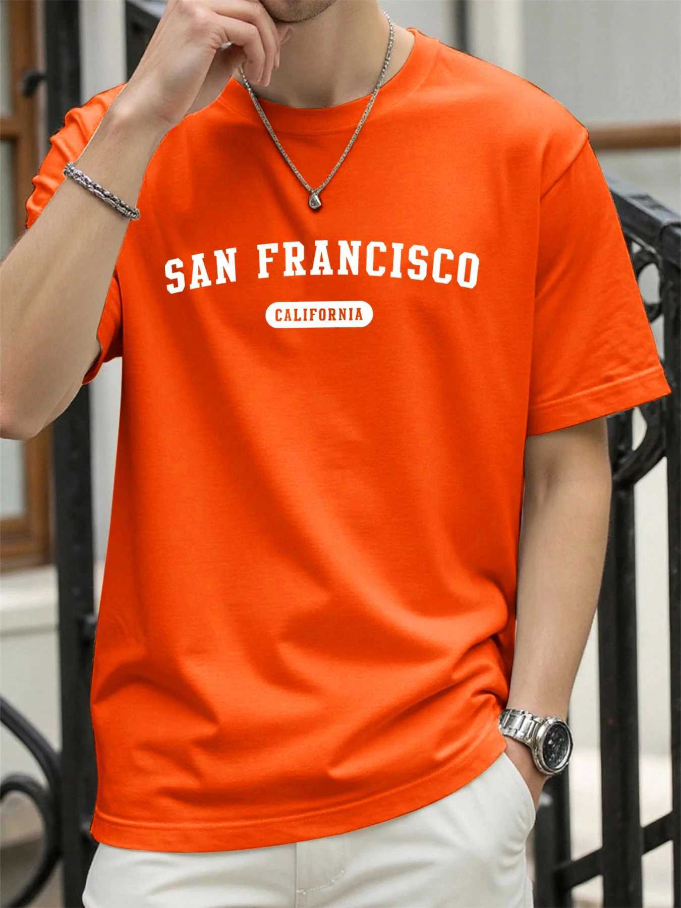 California San Francisco Print Fashion T-Shirt Male Summer Classic Clothing Street Basics O-Neck T Shirt Cotton Breathable Tops M260317