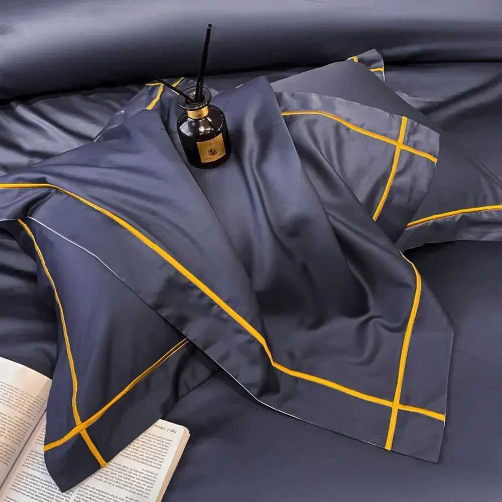 Svetanya Embroidery 100 Egyptian Cotton Silky Bedlinens Bedding Set Sheet Queen King Size Underwear Solid D260317