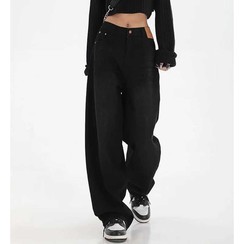 Lady Ins Fashion High Waist Jeans s Comfortable Baggy Wide Leg Pants Female Korean Solid Casual Denim Trousers M260317