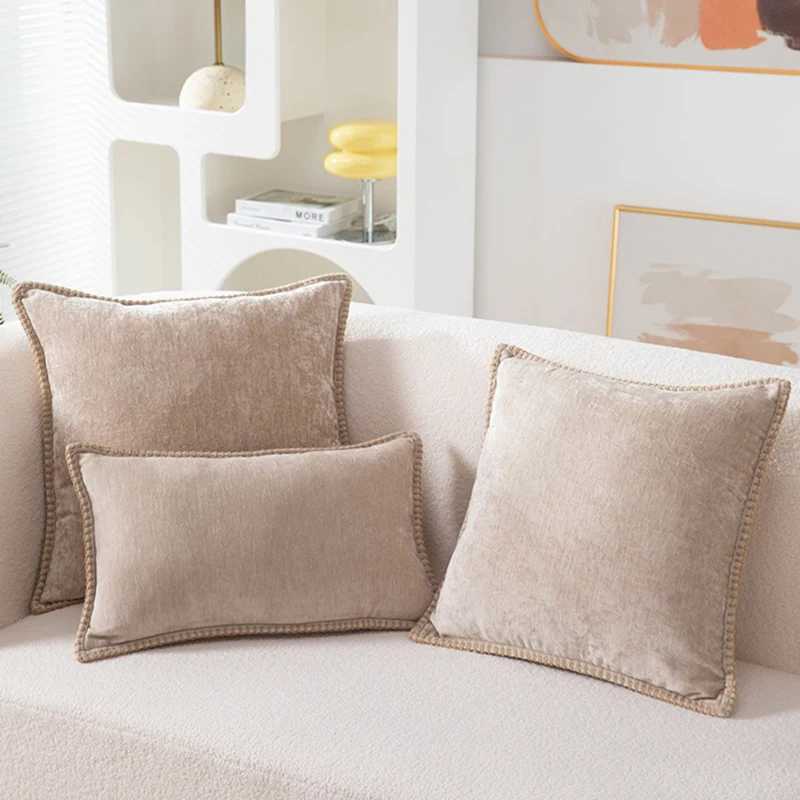 Black Cushion Cover Chenille Throw Pillow Cover 30x50cm Decorative Pillows for Sofa Bed Velvet Luxury Sofa Cushions Home Decor D260317