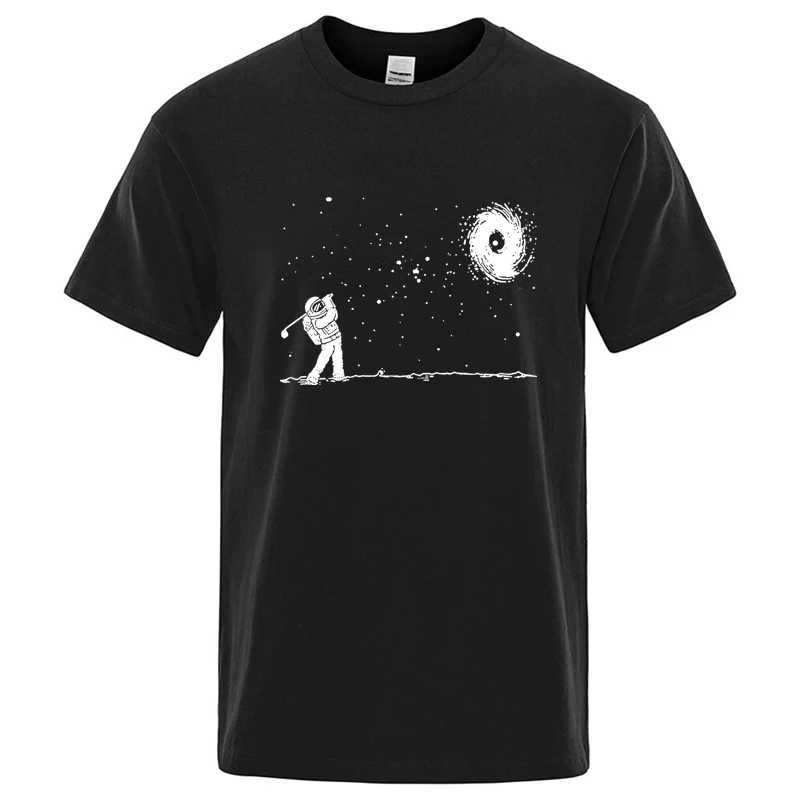 Mens High Quality 100 Cotton Funny Astronaut Print Summer T Shirt Loose O-neck Men Tshirt Short Sleeve T-shirt Male Tees Tops M260317