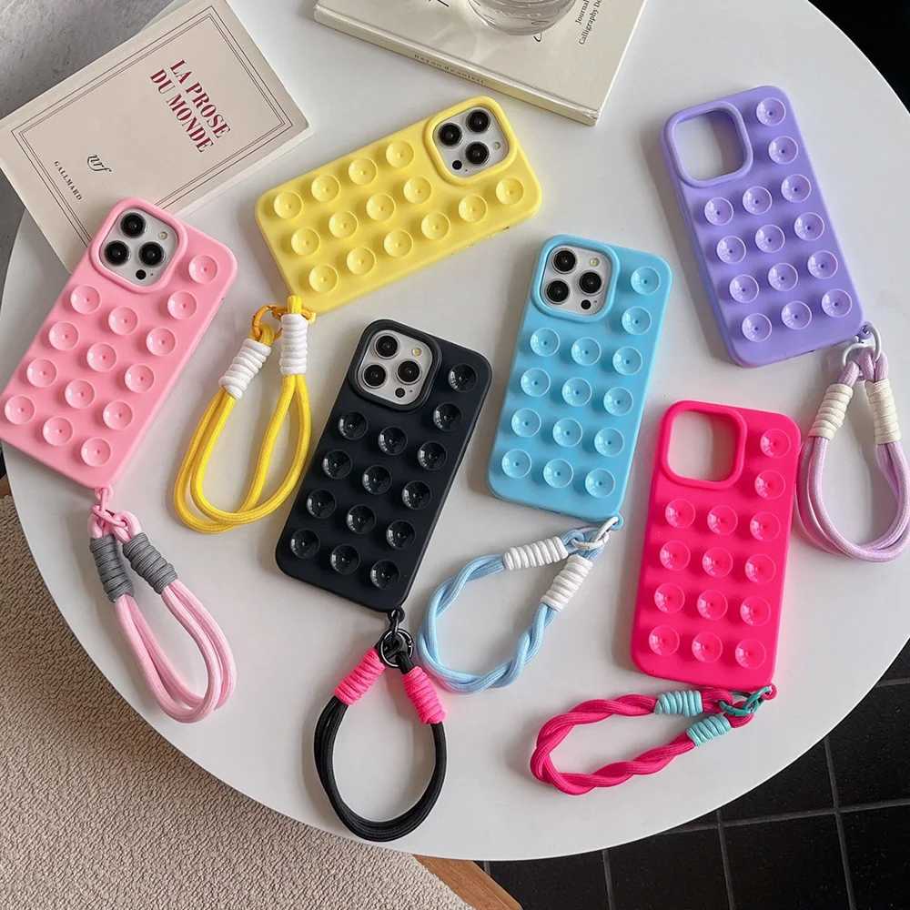 Suction Cup Soft Silicone Phone Case For iPhone 16 Pro Max 17 13 14 11 12 15 Pro Max Plus Anti-Slip Shockproof Candy Color Cover C260314