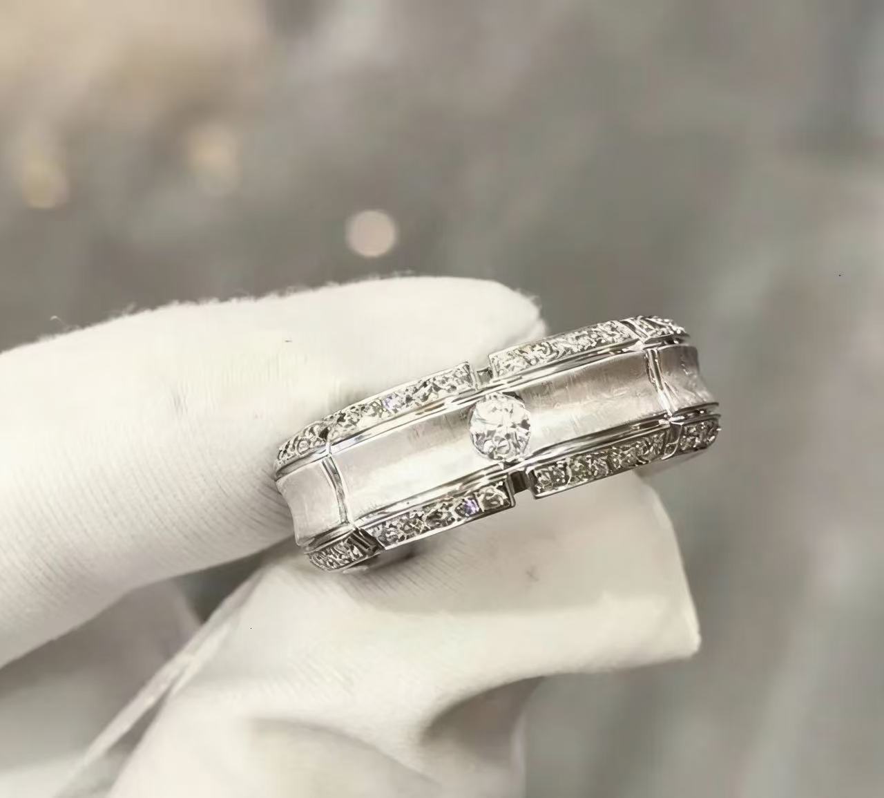 18K gold luxury fashion mens ring IGIcertified labgrown roundcut diamond micropav setting design specially crafted for him