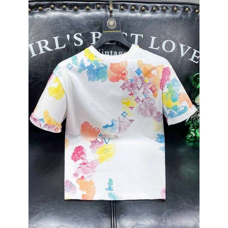 European Style Printed Fashion Round Neck Short-Sleeve T-Shirt For Men Trendy Brand Unique Design Summer New Model Men's Loose Fit Half-Sleeve Lu