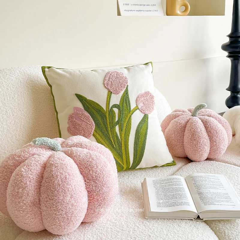 Ins Wind Tulip Pillow Living Room Sofa Pillow Bedhead Waist Pillow Pink Cute Pumpkin Home Cushion Atmosphere Decoration D260317