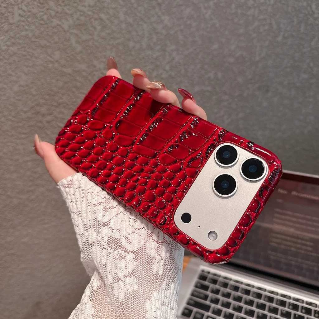 Advanced Luxury Solid Color Crocodile Texture Pattern Shock Proof Phone Cover Case for iPhone 17 16 15 14 13 Pro Max Plus C260314