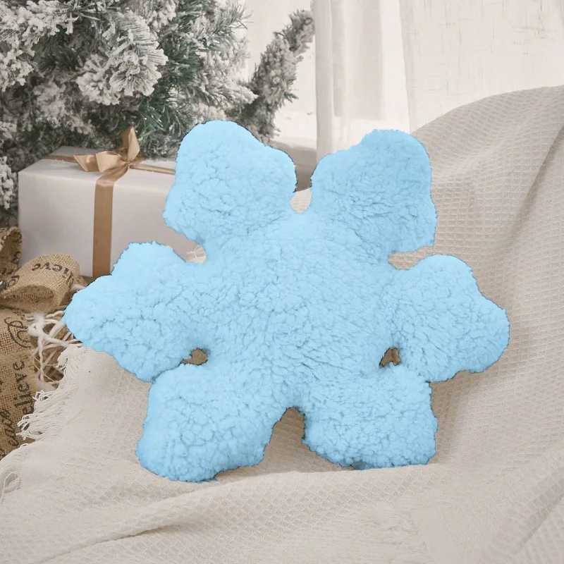 3D Snowflake Decorative Cushion Winter White Snowflake Shape Pillow Christmas Home Holiday Decoration Sofa Cojines for Bedroom D260317