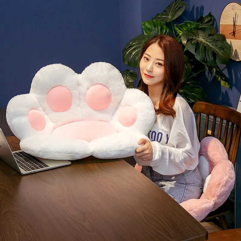 7060cm Kawaii Cat Paw Plush Toys Cute Soft Stuffed Floor Cushion Chair Sofa Butt Pad for Home Room Decoration Office Nap Dolls D260317