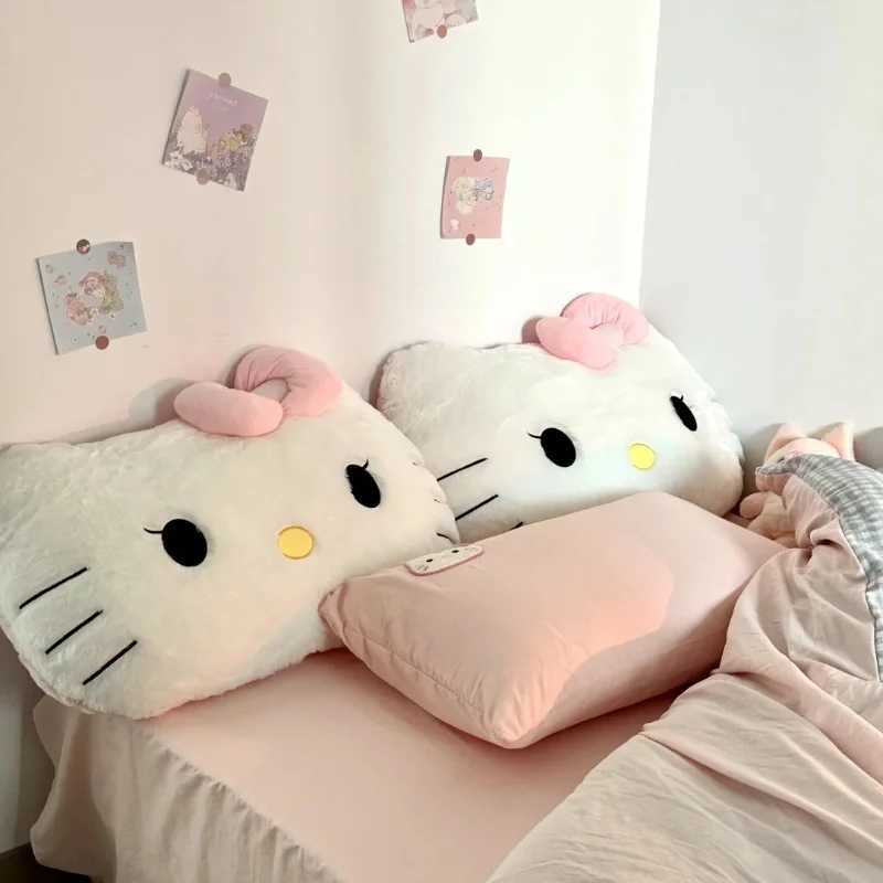 Big Size Fluffy White Cat Back Cushion Stuffed Anime Sofa Bed White Cat Pillow Cuddly Plushies Washable Home Decor Gifts Girl D260317