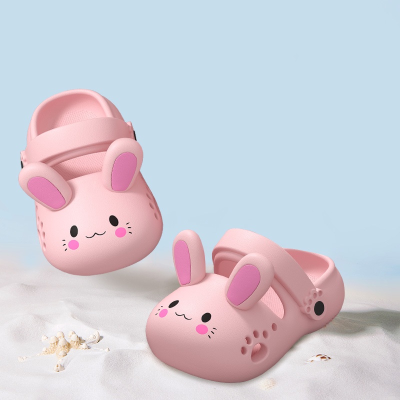 Kids Clogs Cartoon Bunny Slippers Girls Boys Non-Slip Kids Shoes Soft EVA Slippers Lightweight Beach Shoes Pool Shower Slippers Indoor Outdoor Slipper