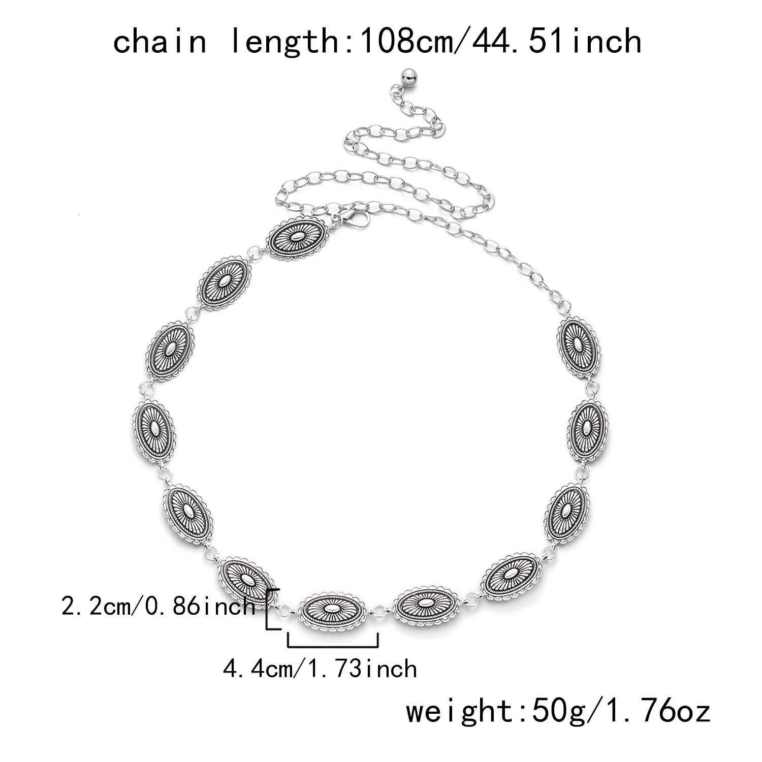 Retro Ethnic Style Metal Waist Chain for Women Geometric Oval Versatile Belt Body Jewelry Dress Jeans Skirt Decor Accessories H260316 - view 7
