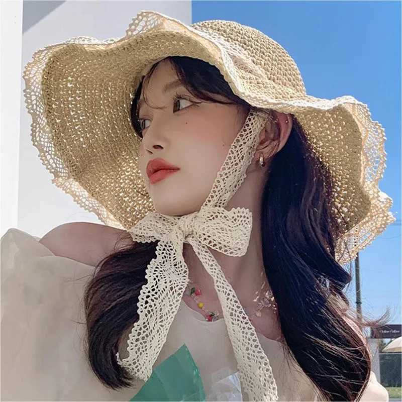 1Pcs Women Crochet Straw Bucket Hat-Colorful Beaded Sun HatTrendy Summer Beach/Outdoor Travel Headwear Hats for Women H260317 - view 7