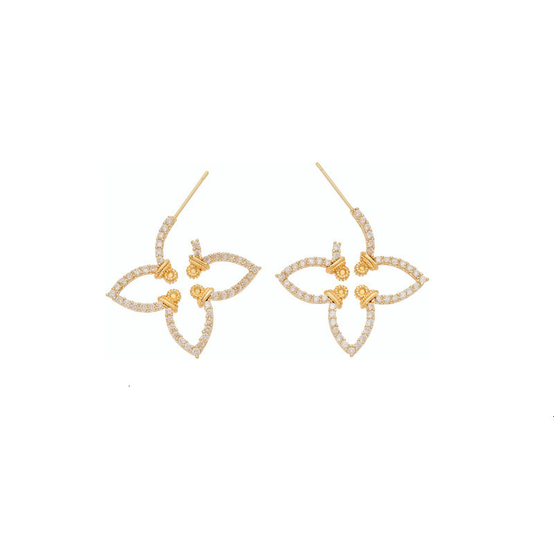 Dhcollections New Arrival Classic Four Leaf Flower Stud Earrings For Women High Quality Copper jewelry Fashion Exquisite Designer Jewelry Gift - view 7