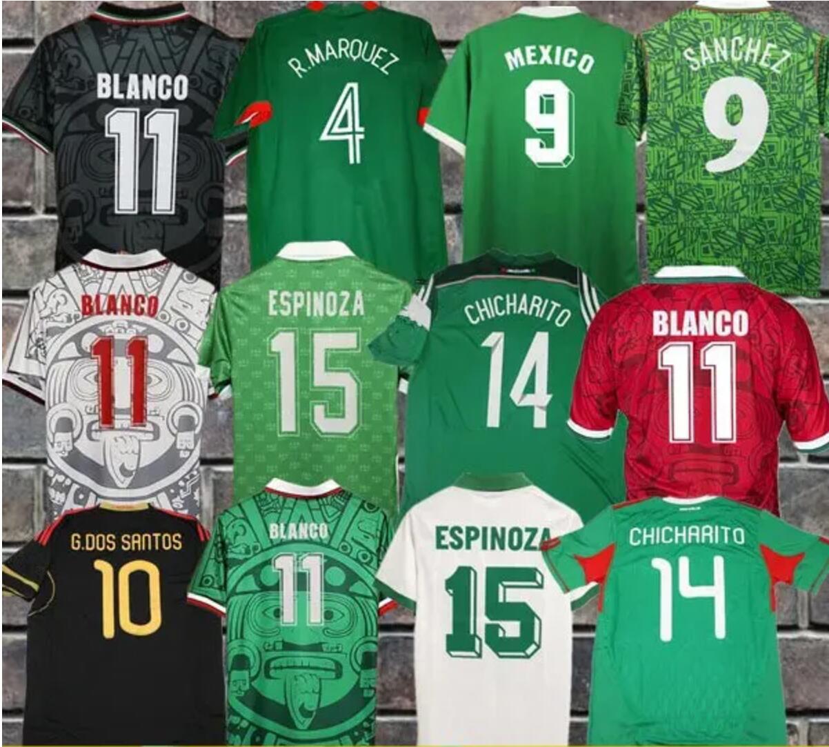 Retro classic Mexico soccer jerseys 1970 1985 1986 1994 1995 1996 1997 1998 1999 2006 2010 2014 BORGETTI HERNANDEZ CAMPOS BLANCO H.SANCHEZ R.Marquez football shirt