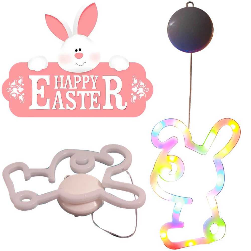 Easter Bunny Eggs Window Light Battery Operated Led String Light Hanging Light Indoor String Light for Easter Window Decorations H260316