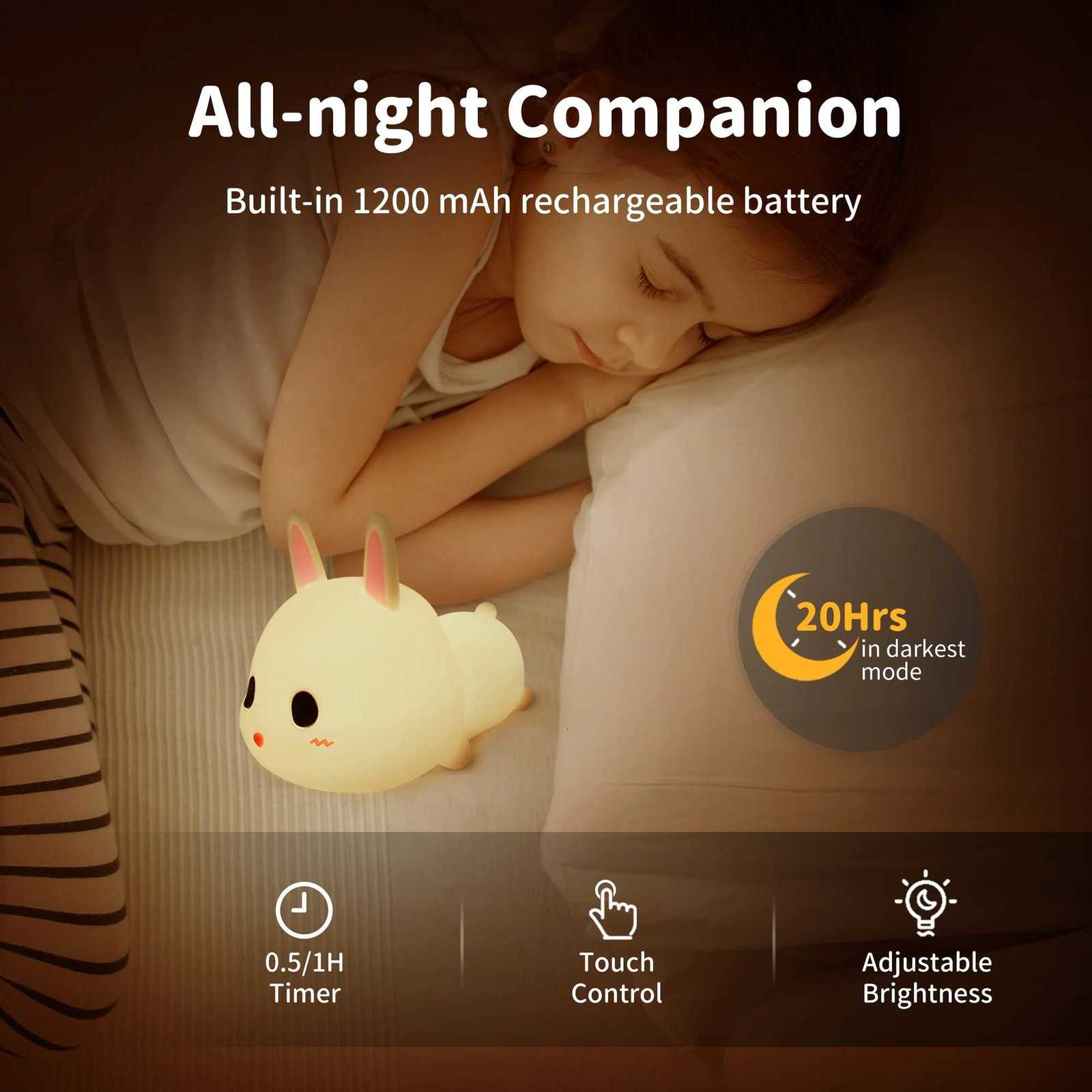 1 pc meng rabbit timing night lamp LED emergency light Room decoration mood light Boyfriend girlfriend holiday gift H260316